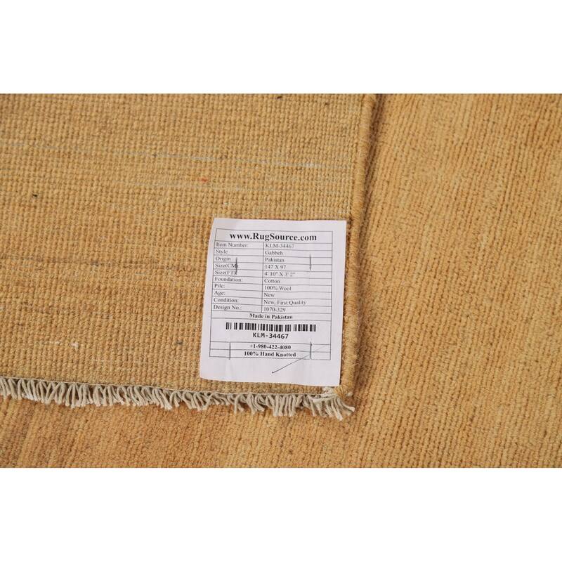 Contemporary Gabbeh Oriental Rug Handmade Modern Wool Carpet - 3'2"x 4'10"