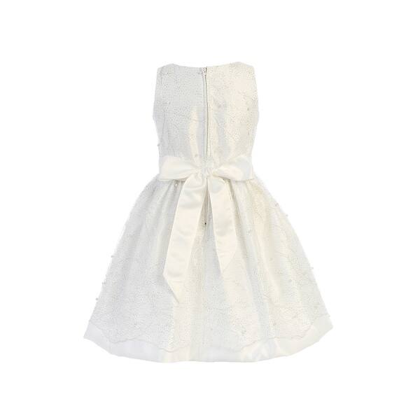 Shop Sweet Kids Girls Off White Snowflake Pearl Mesh Christmas