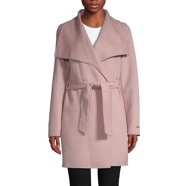 pink wool wrap coat