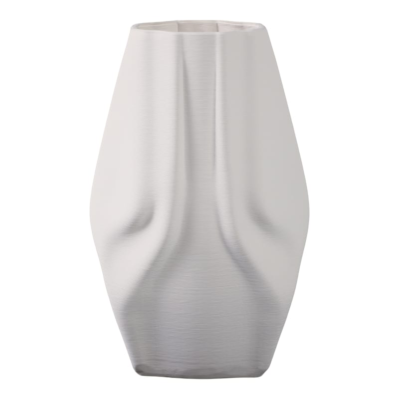 Modern Porcelain Vase with Sculpted Geometric Design Decorative Accent