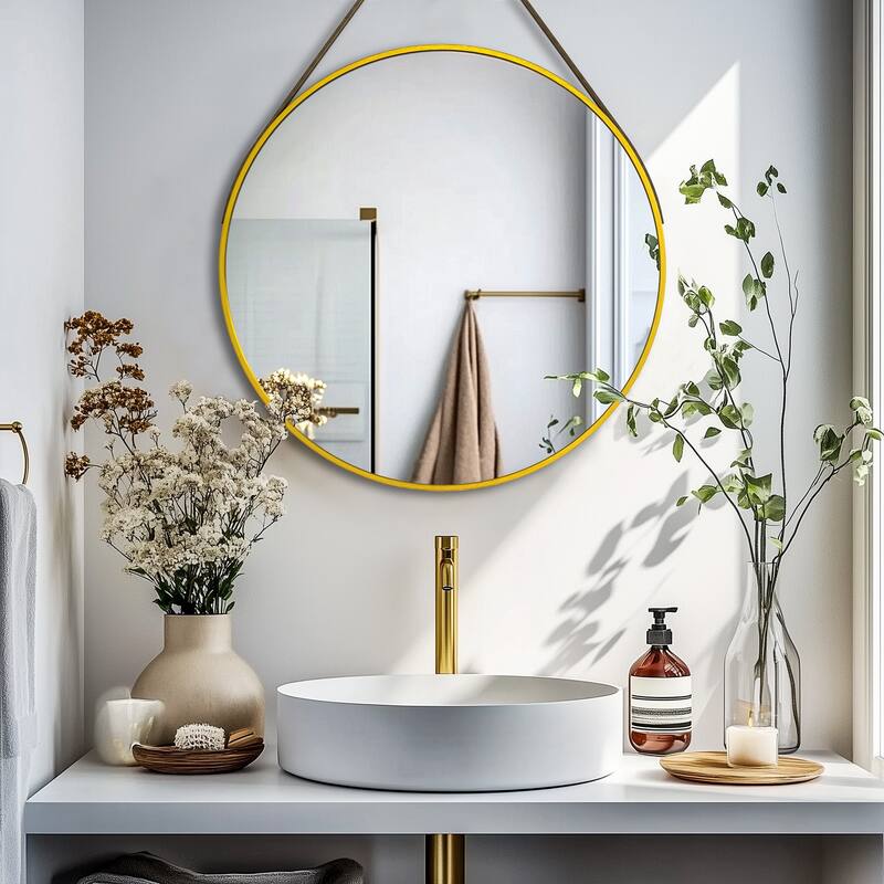 Aluminum Alloy Frame Luxurious and Simple Bathroom Mirror - Gold - 32" x 32"
