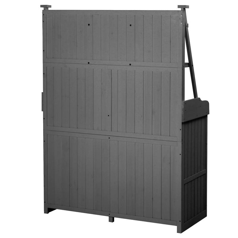 Outdoor Potting Bench Table, Gardening Workstation with Open Storage Shelves, Fir Wood Workstation with 2 Drawers and Cabinet