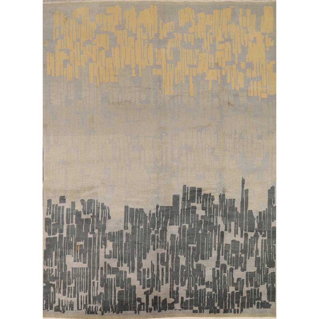 Abstract Modern Gabbeh Indian Area Rug Handmade Wool Carpet - 8'0"x 10'4"