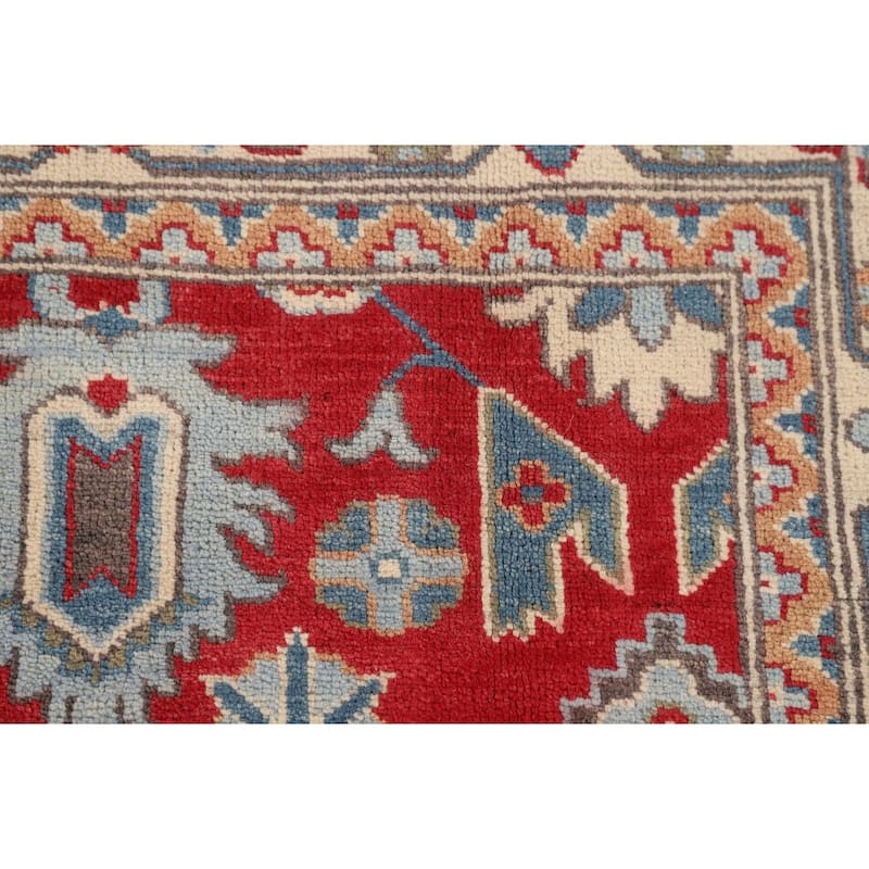 Red Kazak Area Rug Hand-Knotted Bedroom Wool Carpet - 5'1" x 6'7"