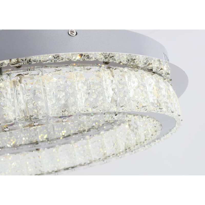 Chrome Stainless Steel LED Flush Mount with Clear Crystal Accents