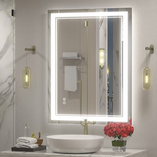 KIOTEE Frameless Front lit LED Lighted Anti-Fog Tempered Glass Bathroom Vanity Mirror with ETL and 3-Year Warranty