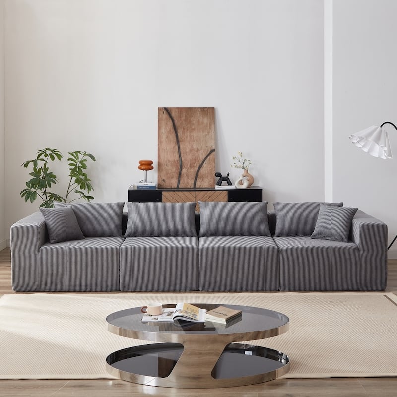 104" Corduroy Upholstered Modular L-shaped Sectional Sofa