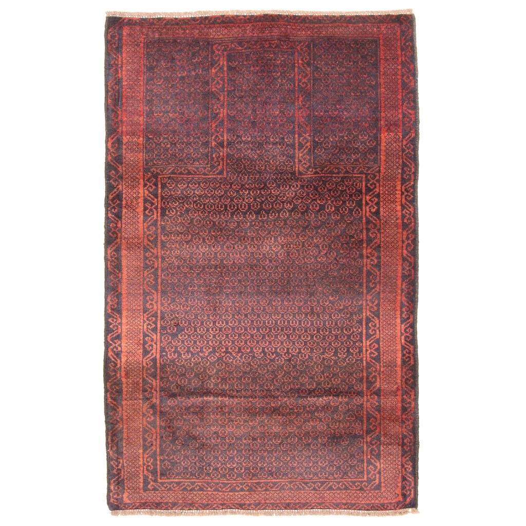 ECARPETGALLERY Hand-knotted Teimani Dark Navy Wool Rug - 2'9 x 4'5