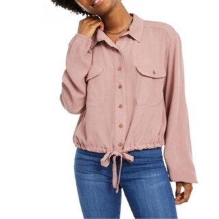 Self Esteem Junior's Cargo Pocket Drawstring Top Pink Size Small - Bed ...