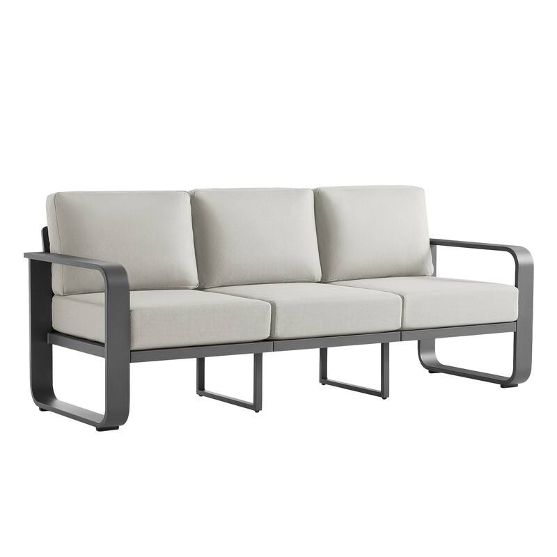 Spruce & Spring Outdoor Patio Furniture Set Aluminum Sofa Accent Chair - 3 Seat Sofa - Light Gray