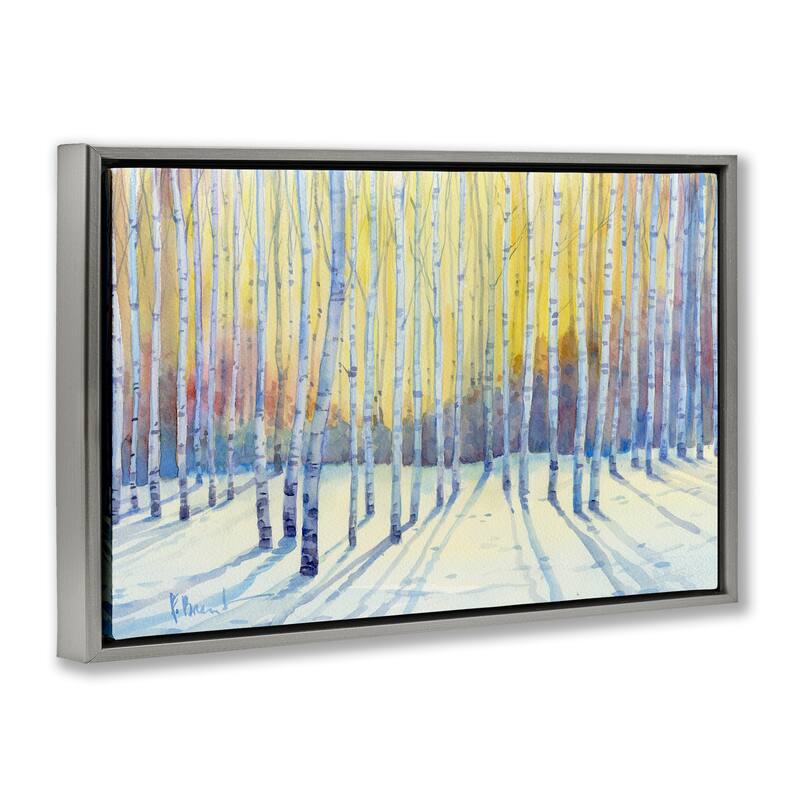 Stupell Sunlit Winter Birch Trees Framed Floater Canvas Wall Art Design By Paul Brent