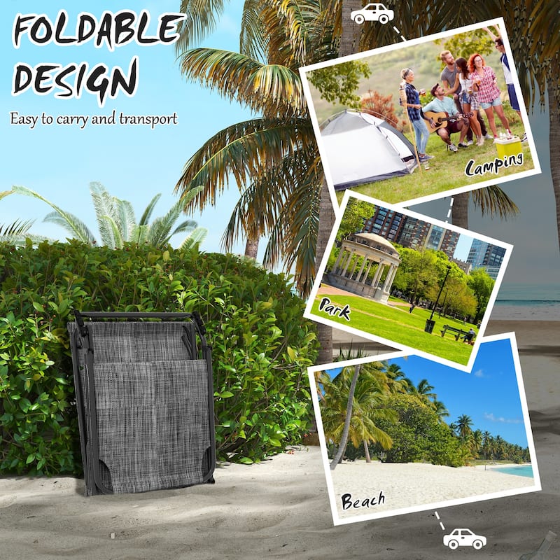 Outsunny Folding Chaise Lounge with 4-level Reclining Back, Outdoor Tanning Chair with Cushion, Outdoor Lounge Chair