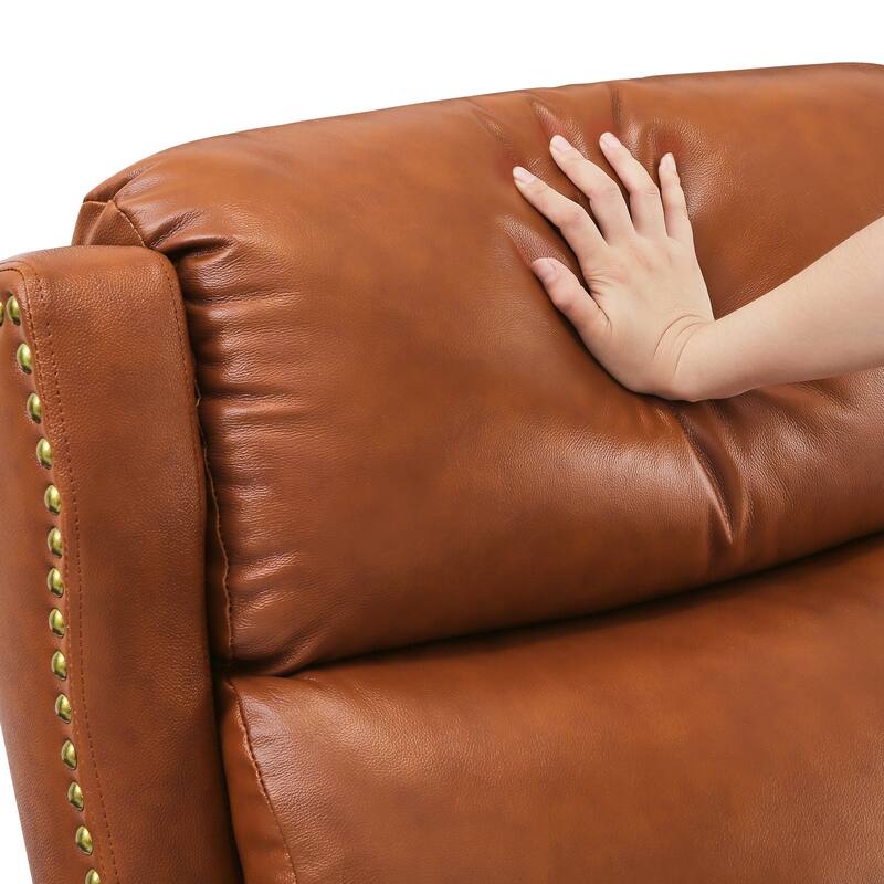 Modern Genuine Leather Recliner Chair Push Back Adjustable Recliner with Comfortable Arms