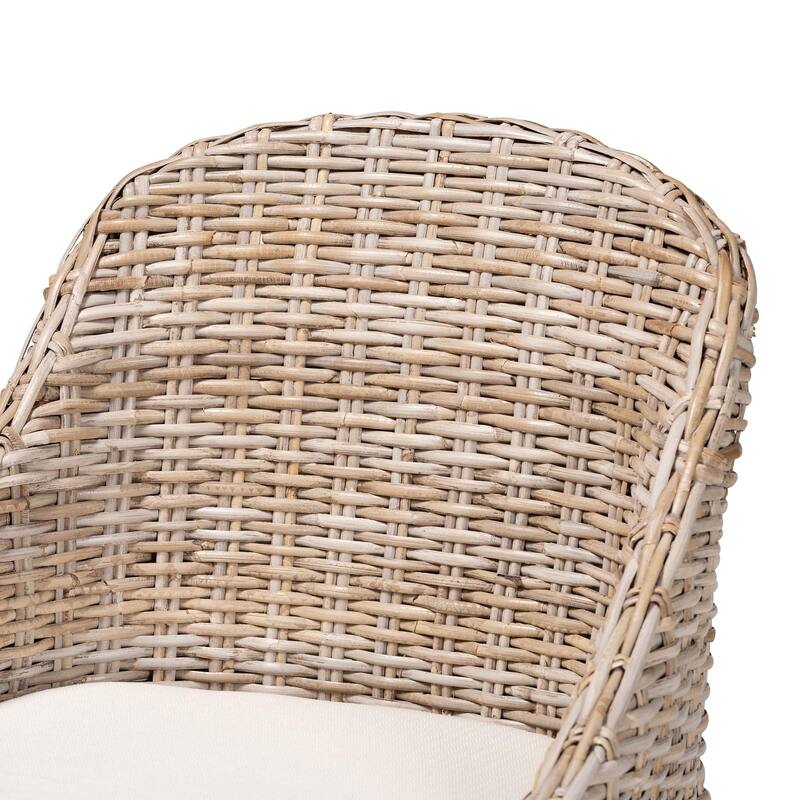 bali & pari Lara Bohemian Grey Kubu Rattan and Mahogany Wood Dining Chair