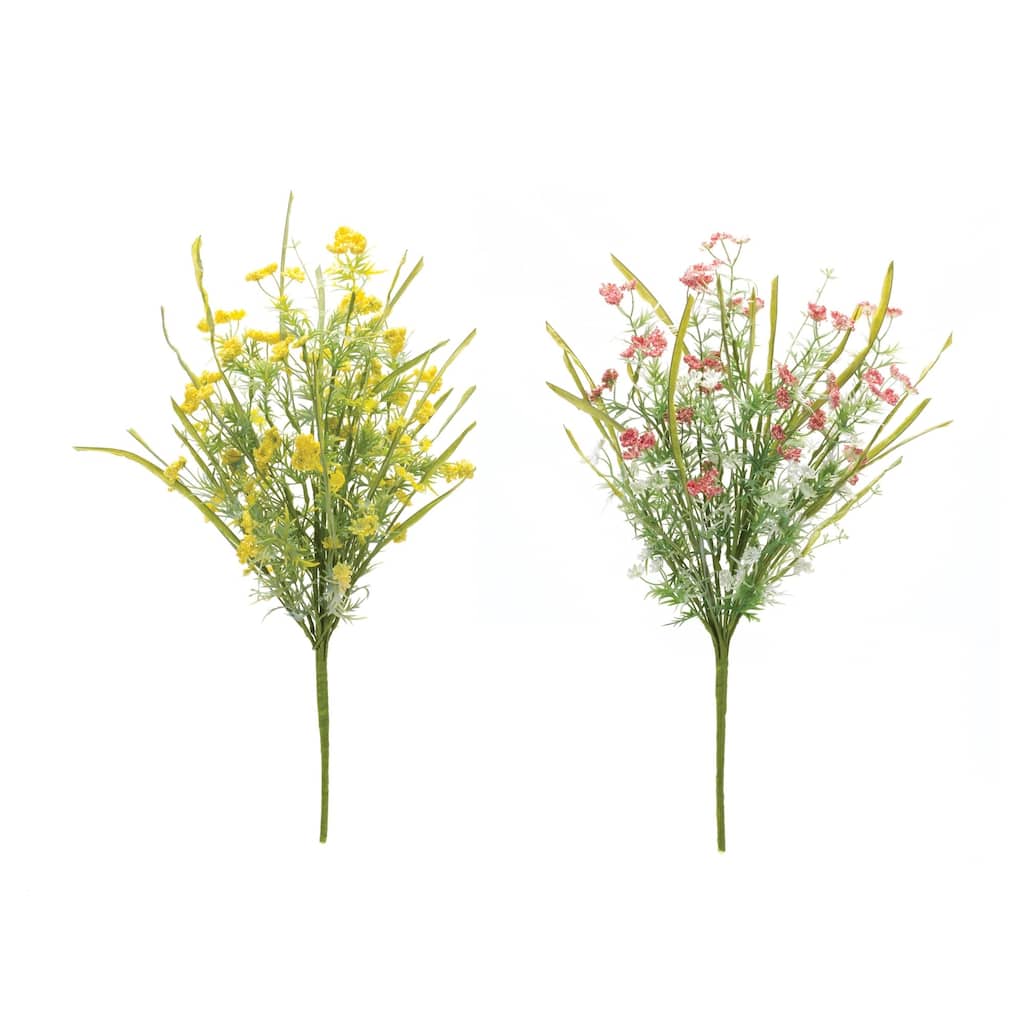 Yarrow Artificial Floral Bush Sprays - 21" - Set of 2
