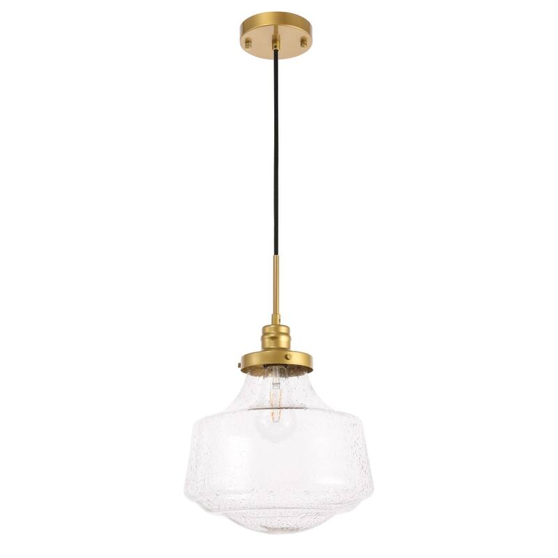 Klyli 11-inch 1-light Clear Seeded Glass Hanging Pendant
