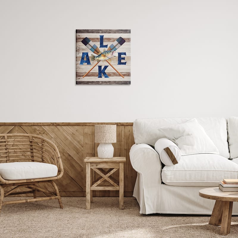 Stupell Rustic Lake Boat Oars Canvas Wall Art Design By Nicole DeCamp
