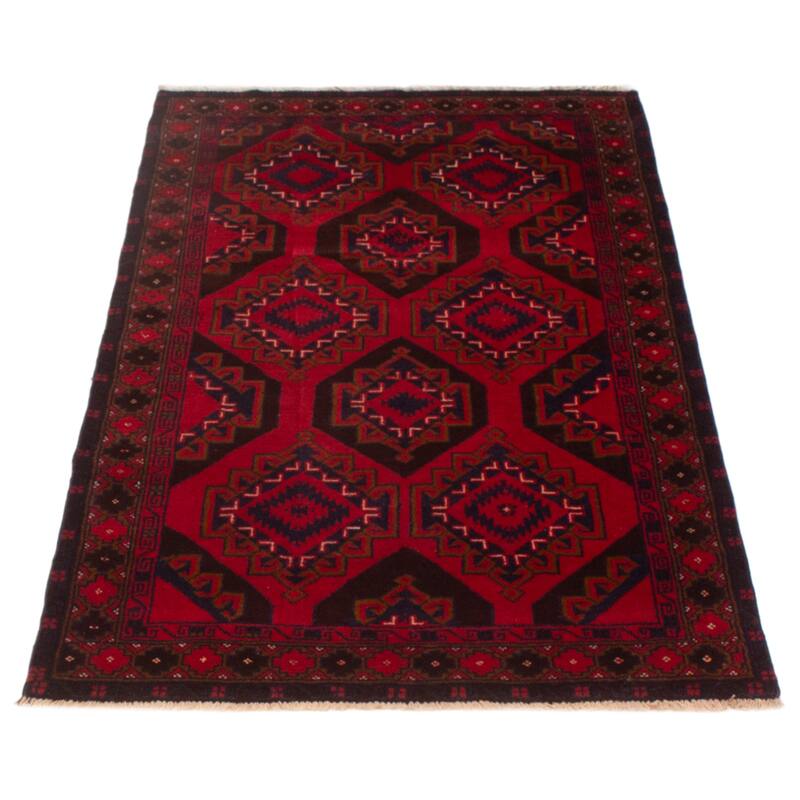 ECARPETGALLERY Hand-knotted Teimani Red Wool Rug - 3'8 x 6'4
