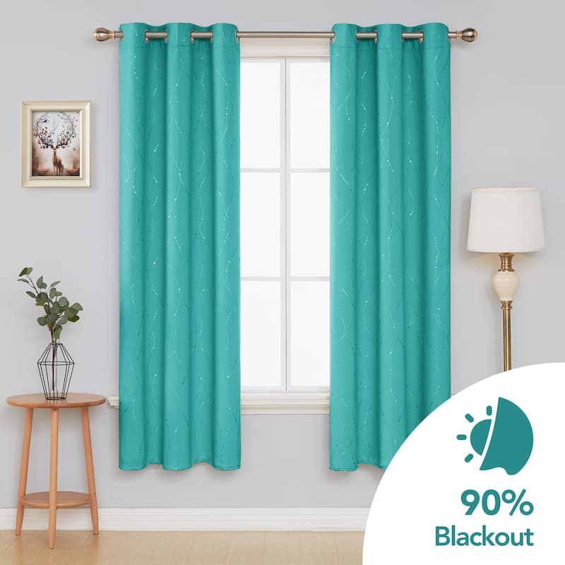 Deconovo Wave Line with Dots 42 Width Curtains Pair(2 Panel)