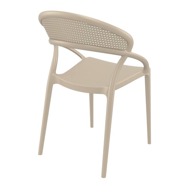 32.25" Taupe Mesh Outdoor Patio Round Dining Chair