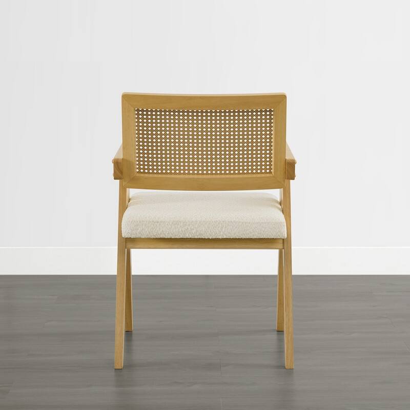 Spruce & Spring Modern American Dining Chair with Woven Rattan Back