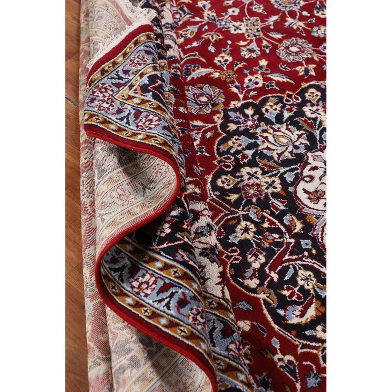 Traditional Red Kashan Turkish Area Rug Machine-Made Medallion Carpet - 9'9" x 12'10"
