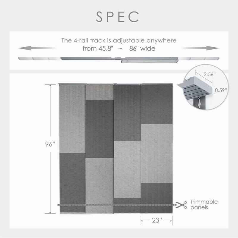 GoDear Design Natural Woven Adjustable Sliding Panel Track Blinds, Vertical Blinds, City Series, 45.8"- 86" W x 96" L