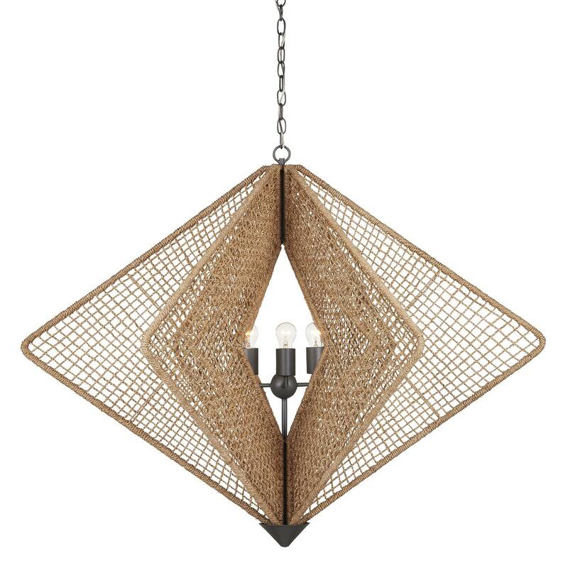 Currey & Company Shizen Chandelier - 36"h x 47"dia - 36"h x 47"dia - Natural Rope/Hiroshi Gray