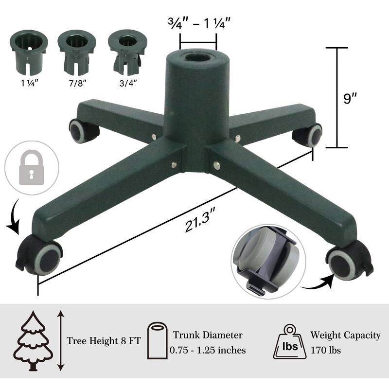 Puleo International 21" Lockable Artificial Tree Stand for up to 8' Trees Adjustable - Dark Green