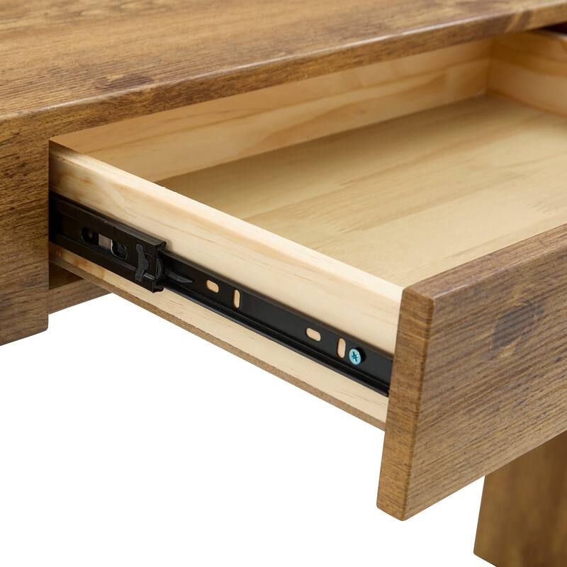 Roomfitters Modern Bar Table with Storage and Wood Grain Finish, 50 Inch Desk or Console