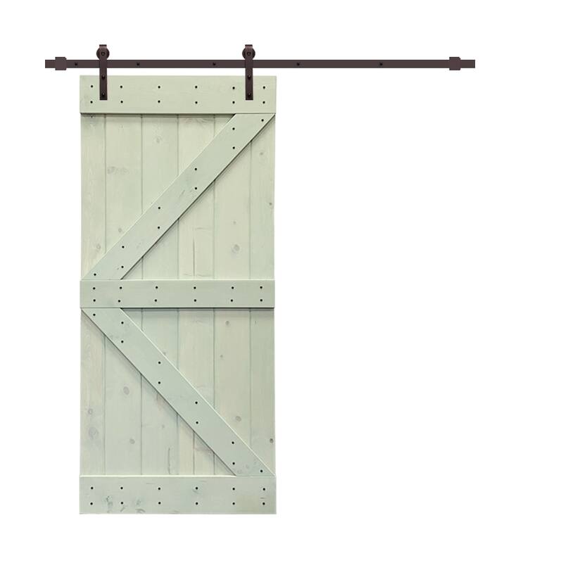 CALHOME K Series Stained Wood Sliding Barn Door with Hardware Kit