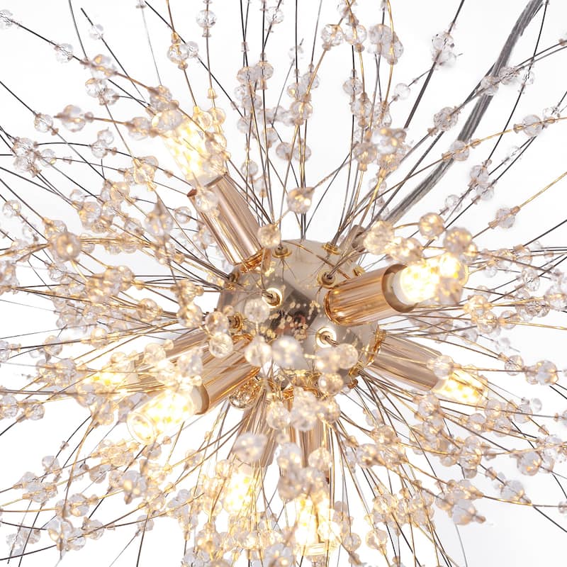 8/9/16-Light Modern Glam Linear Sputnik Globe Pendant Island Light Firework Starburst Crystal Chandelier with Crystal Beads