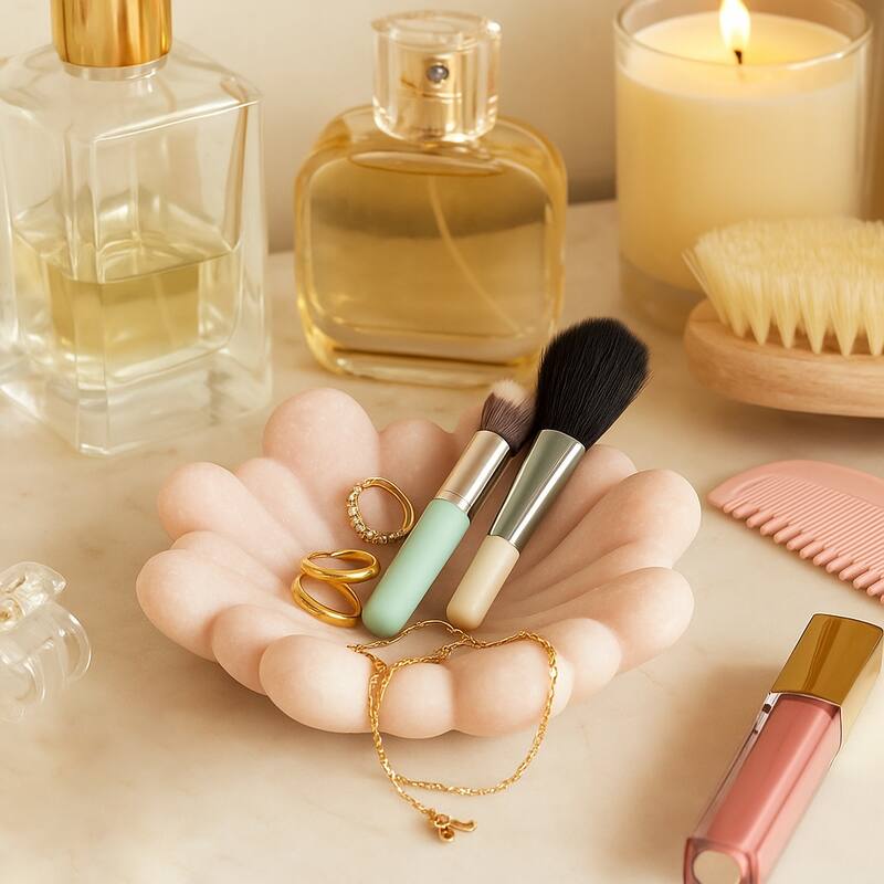 Decorative Flower Shape Quartz Accent Bowl - Home Decor - 17" Pink - 7.0"