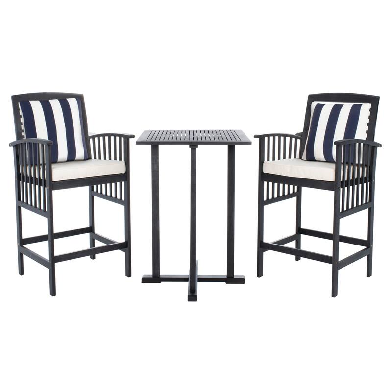 SAFAVIEH Outdoor Sheyla 3-Piece Bar Height Bistro Set - 28Wx28Dx40H