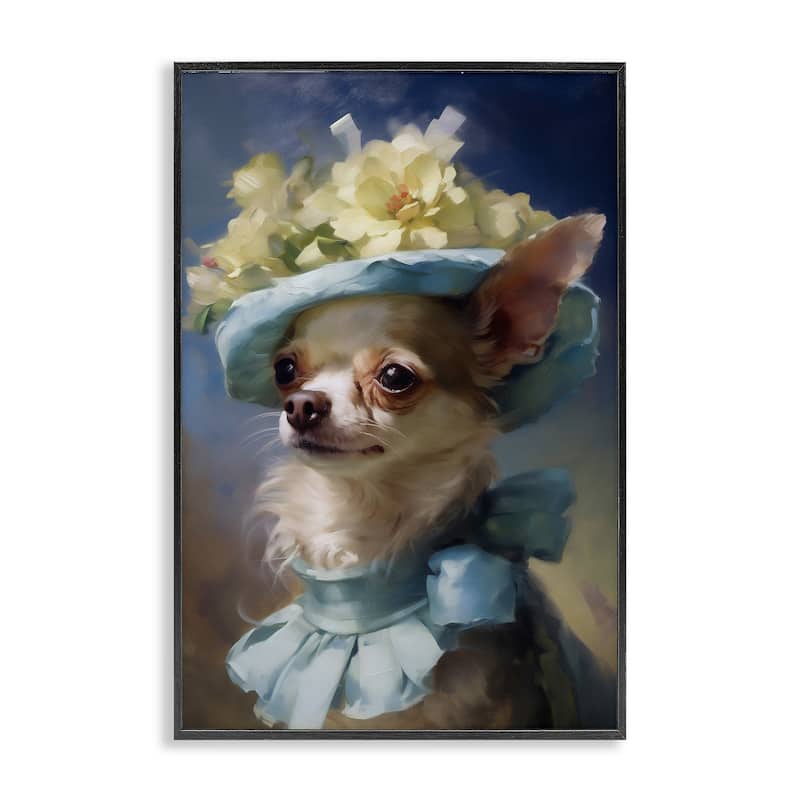 Stupell Dog with Fashionable Hat Framed Giclee Art Design By Wumples - 20 x 30 - Black