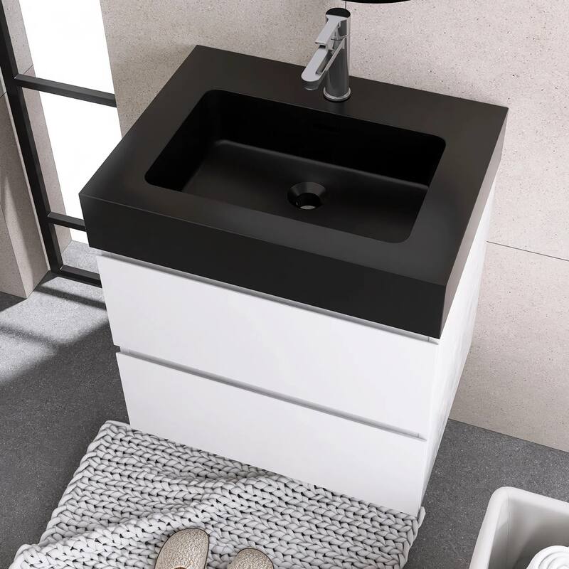 Single Sink Floating Bath Vanity in with Solid Surface Top