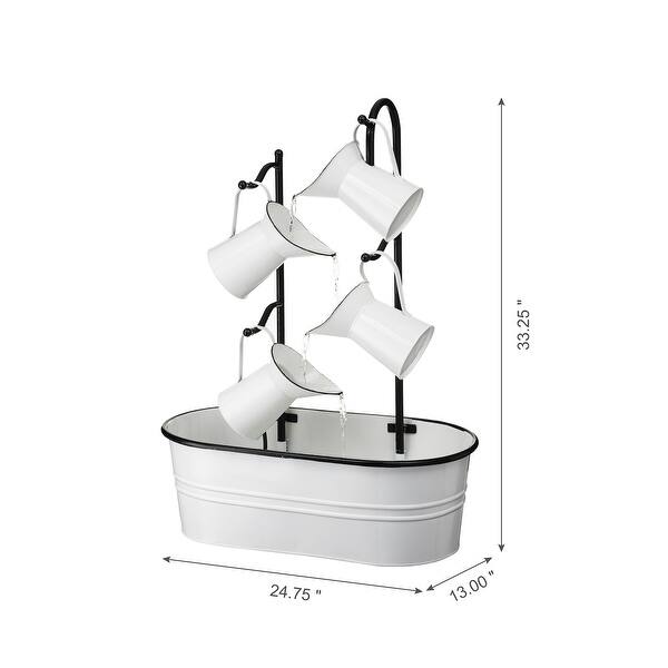 dimension image slide 1 of 2, Glitzhome 33"H Farmhouse Metal Four-Pitchers Cascading Fountain