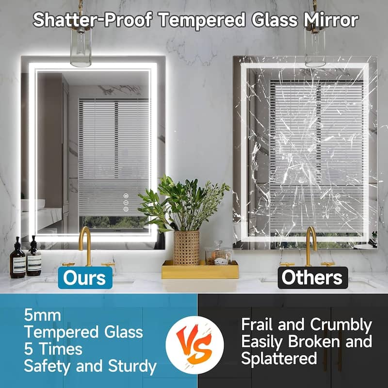 LED Bathroom Vanity Mirror with Front and Backlit, Anti-Fog for Bedroom,Hotel