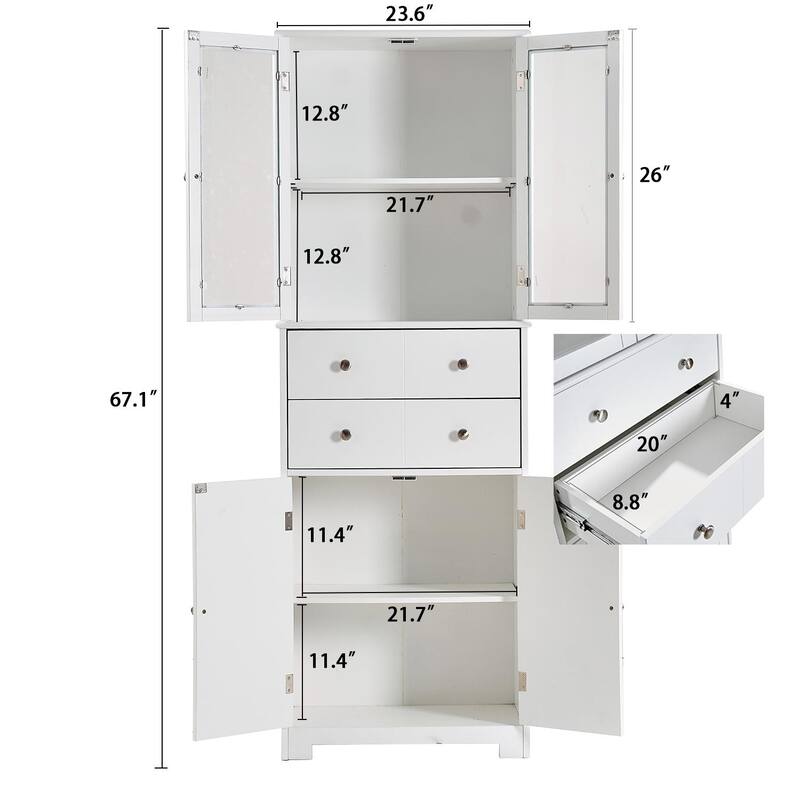 67" Tall Kitchen Pantry Cabinet with Doors and Shelves Stand Up Pantry Storage Cabinet with Drawer Food Cupboard Storage Cabinet