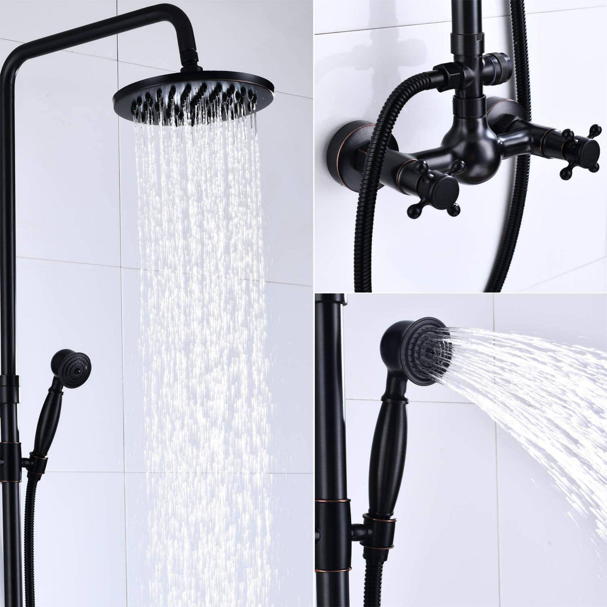 CLihome Exposed Pipe Shower System Single handle Rainfall Shower Head