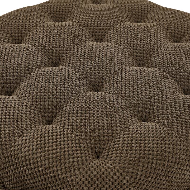 25"Round Storage Ottoman with Tray,ModernTufted Fabric Circle Coffee Table with Storage,Upholstered Ottoman with Removable Top