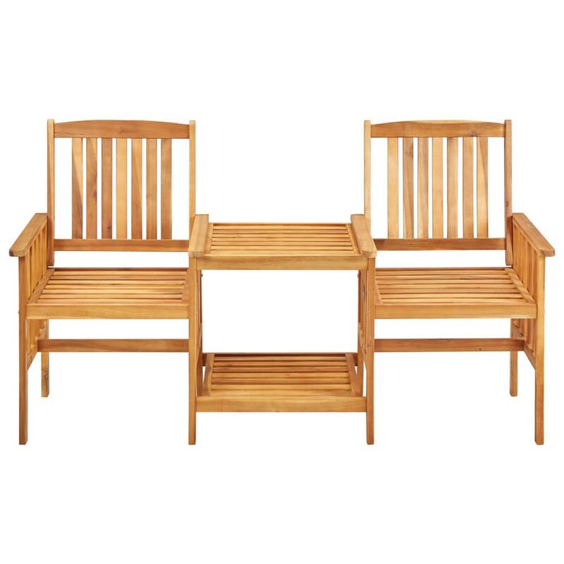 3pc Outdoor Tea Table and Chairs Set, Anthracite Gray, Acacia Wood