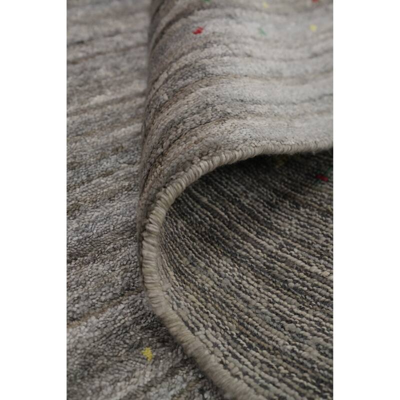 Hand Knotted Oriental Viscose Silk Carpet Tribal Animal Pictorial Greys & Charcoal Gabbeh Area Rug - 11' 8'' X 4' 10''