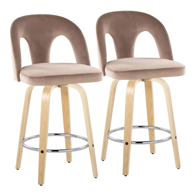 Ava Upholstered 26" Fixed-Height Counter Stool - Set of 2 - Taupe