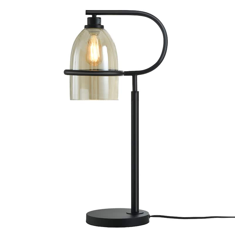 Radiance Black Lantern-Inspired Table Lamp - Clear Shade