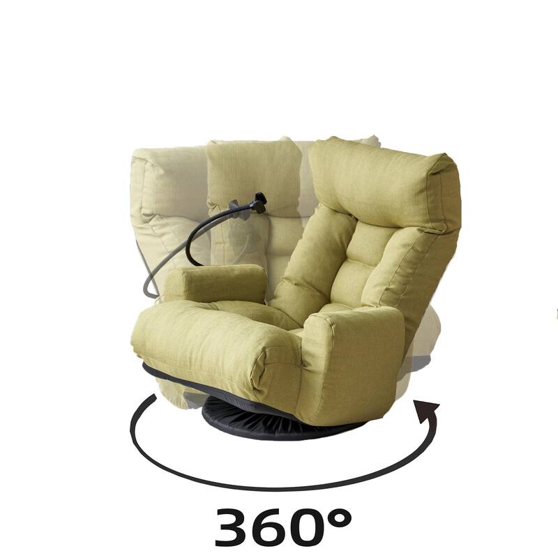 Adjustable Lounge Sofa Chair with 360° Rotating Base and Built-In Phone Holder