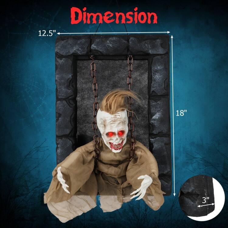 Brown-Black Foam Zombie Prisoner Halloween Decoration with Sound