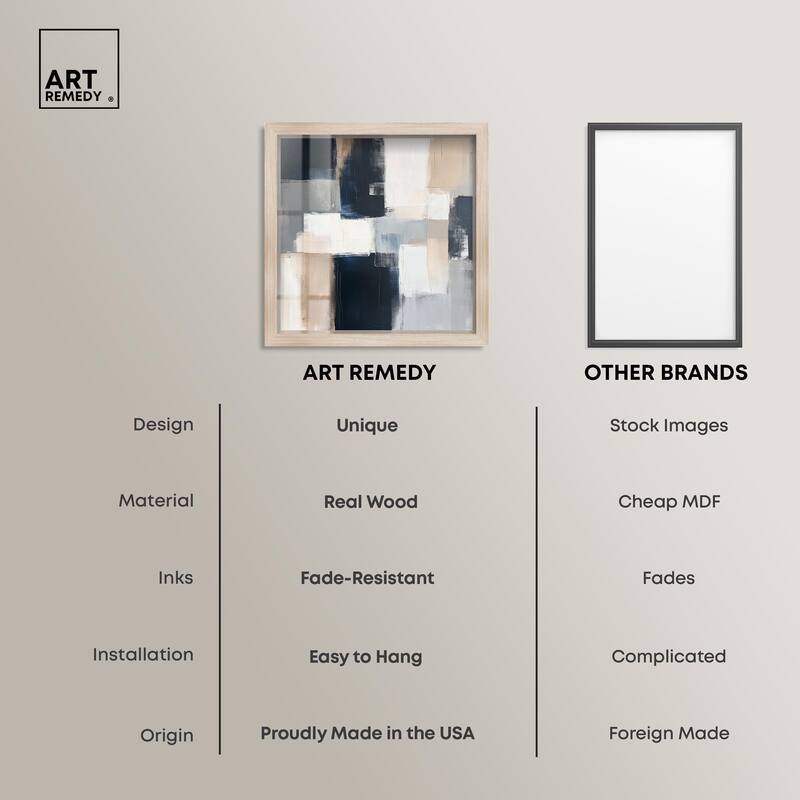 Blue and Tan Abstraction I Shadowbox by Art Remedy