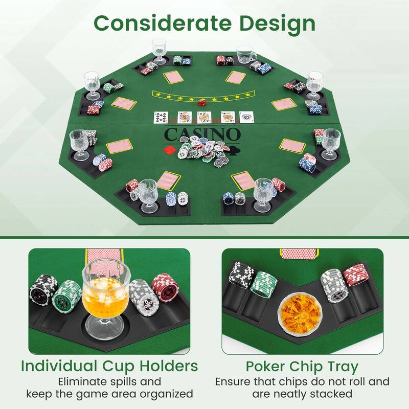 Costway 48" Poker Table Top - 8 Player Foldable Texas Holdem Poker - See Details