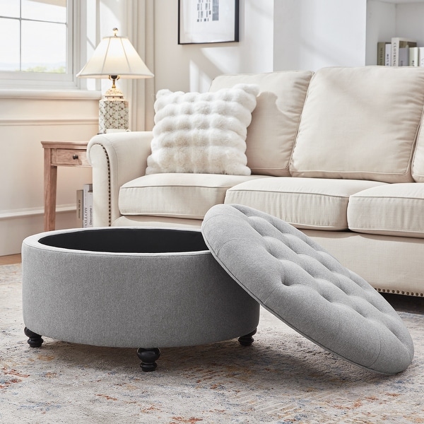 Large grey round ottoman discount